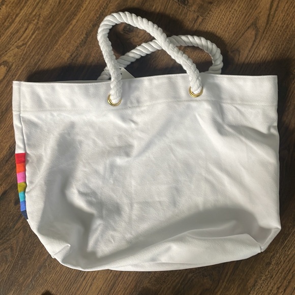 NWT Trina Turk Rope Handled Canvas Tote Beach Bag - Picture 4 of 6